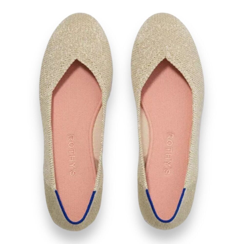 Rothy's The Flat Light Gold Metallic Women’s Size 11.5‎ Round Toe Casual